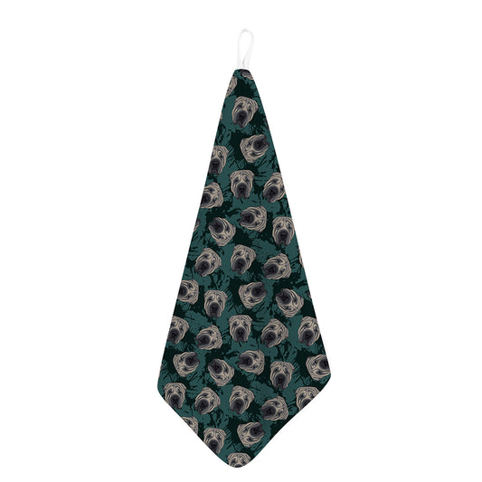 Shar Pei Face Pattern Print Hand Towel