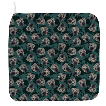 Shar Pei Face Pattern Print Hand Towel