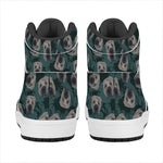 Shar Pei Face Pattern Print High Top Leather Sneakers