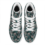 Shar Pei Face Pattern Print High Top Leather Sneakers