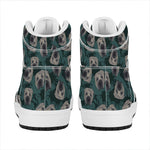 Shar Pei Face Pattern Print High Top Leather Sneakers