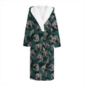 Shar Pei Face Pattern Print Hooded Bathrobe