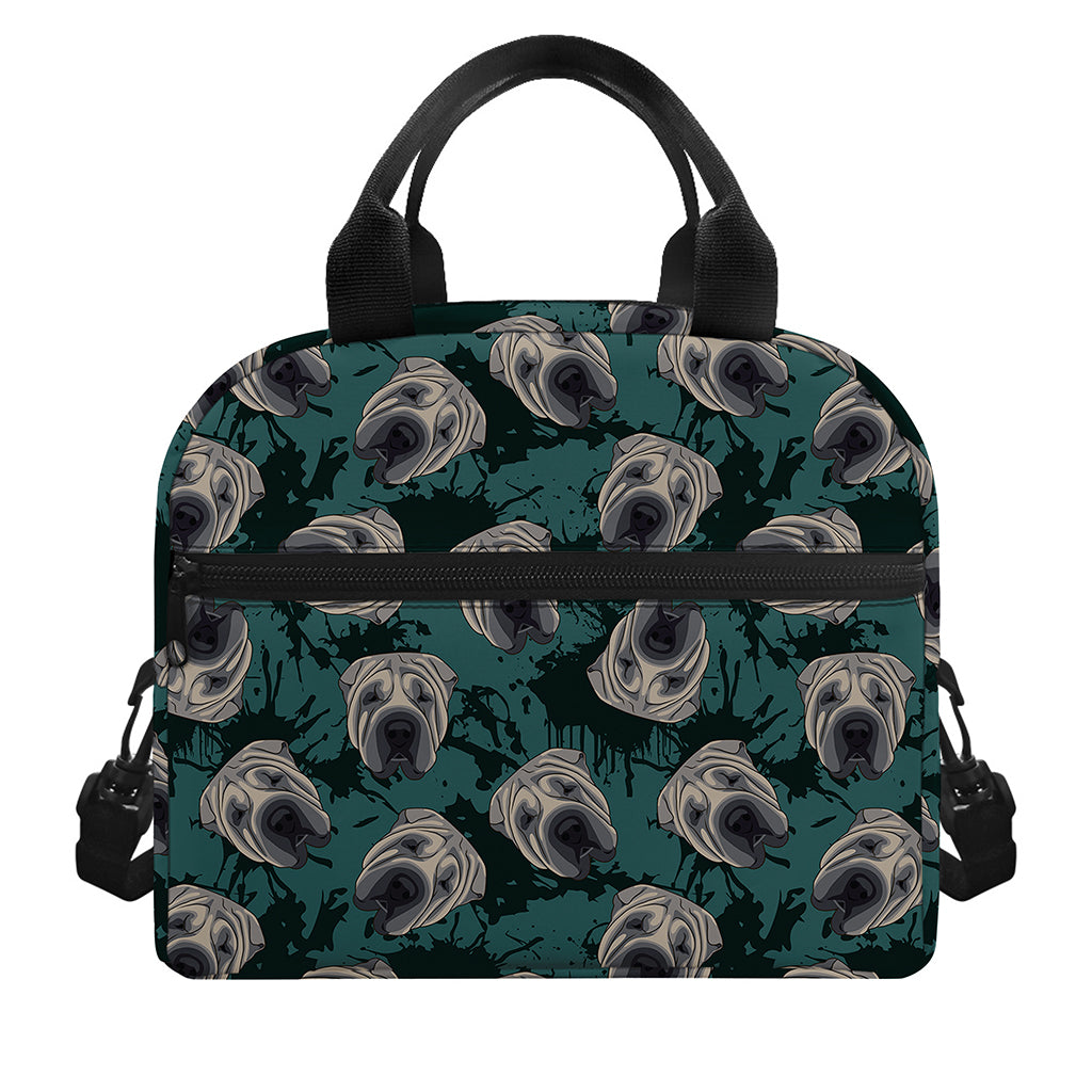 Shar Pei Face Pattern Print Insulated Lunch Bag