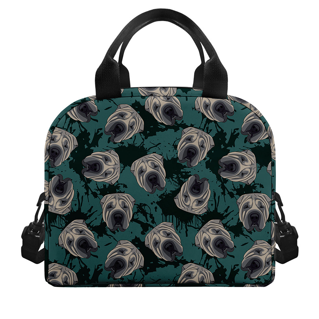 Shar Pei Face Pattern Print Insulated Lunch Bag