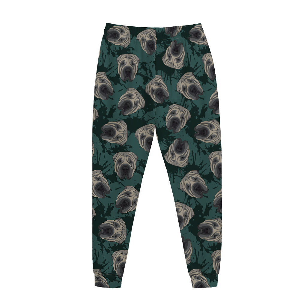 Shar Pei Face Pattern Print Jogger Pants