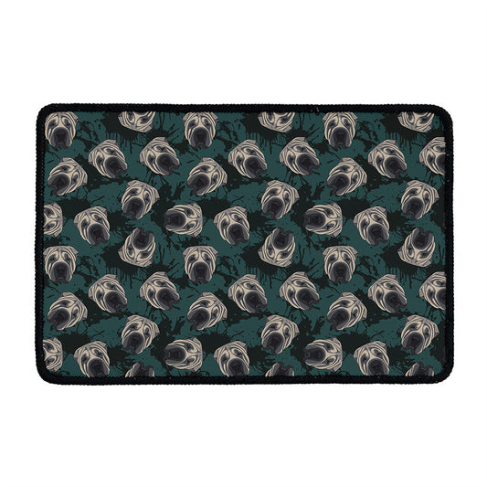 Shar Pei Face Pattern Print Kitchen Mat