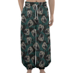 Shar Pei Face Pattern Print Lantern Pants