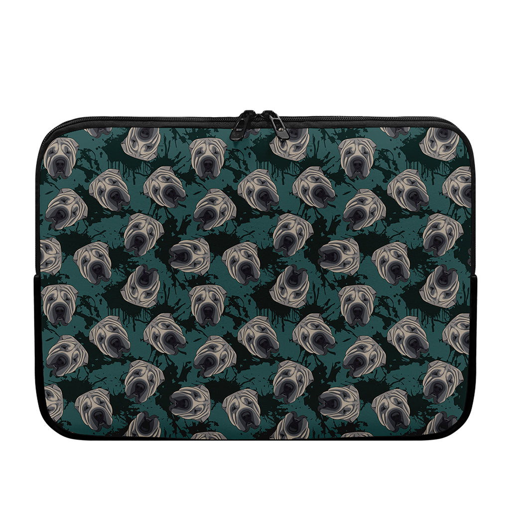 Shar Pei Face Pattern Print Laptop Sleeve