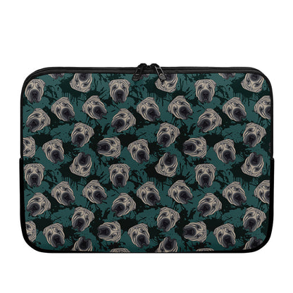 Shar Pei Face Pattern Print Laptop Sleeve