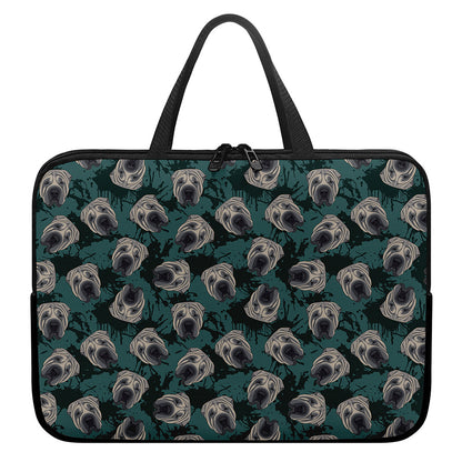 Shar Pei Face Pattern Print Laptop Sleeve With Handle