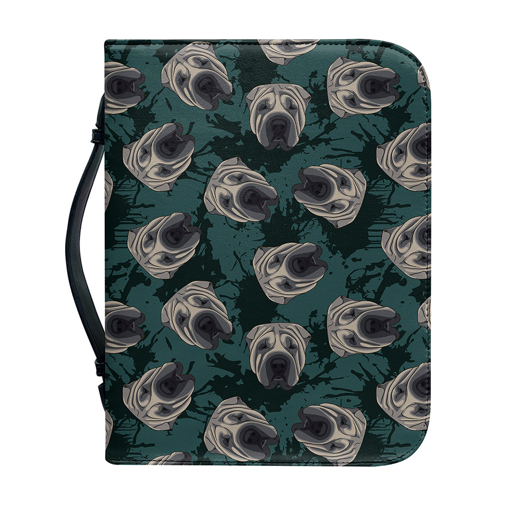 Shar Pei Face Pattern Print Leather Bible Cover