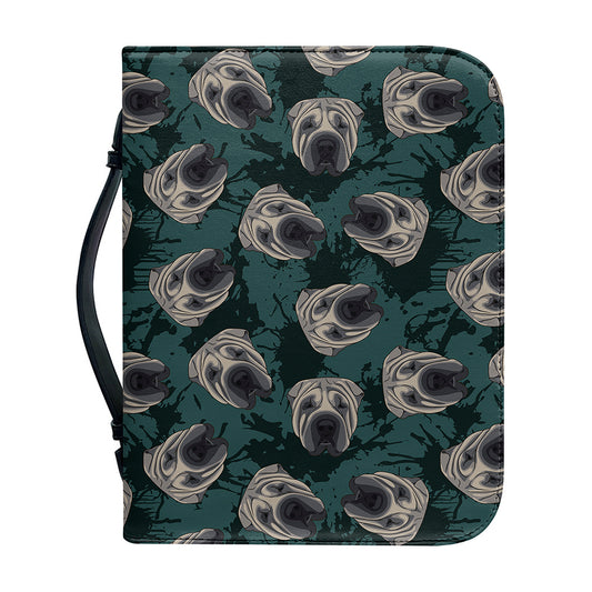 Shar Pei Face Pattern Print Leather Bible Cover