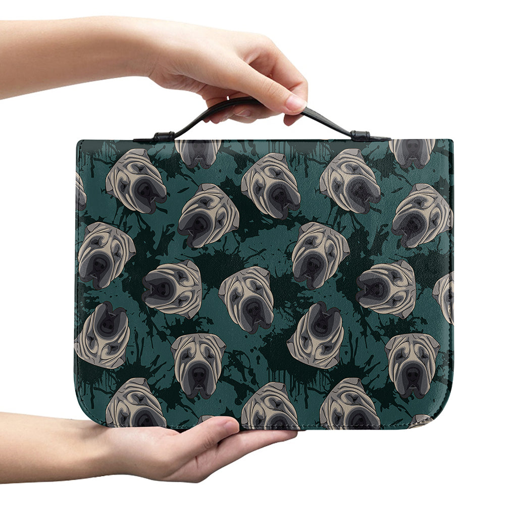 Shar Pei Face Pattern Print Leather Bible Cover