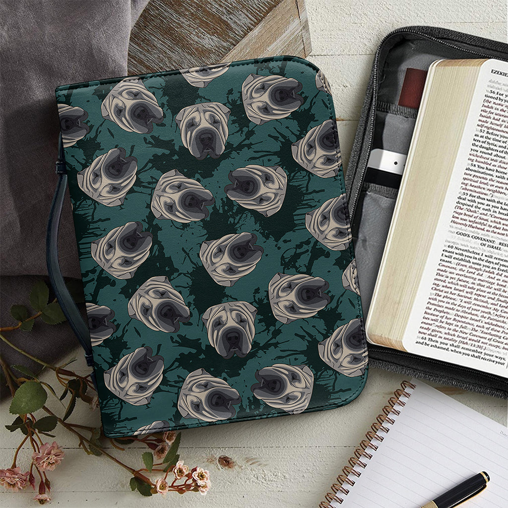 Shar Pei Face Pattern Print Leather Bible Cover