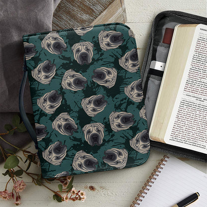 Shar Pei Face Pattern Print Leather Bible Cover