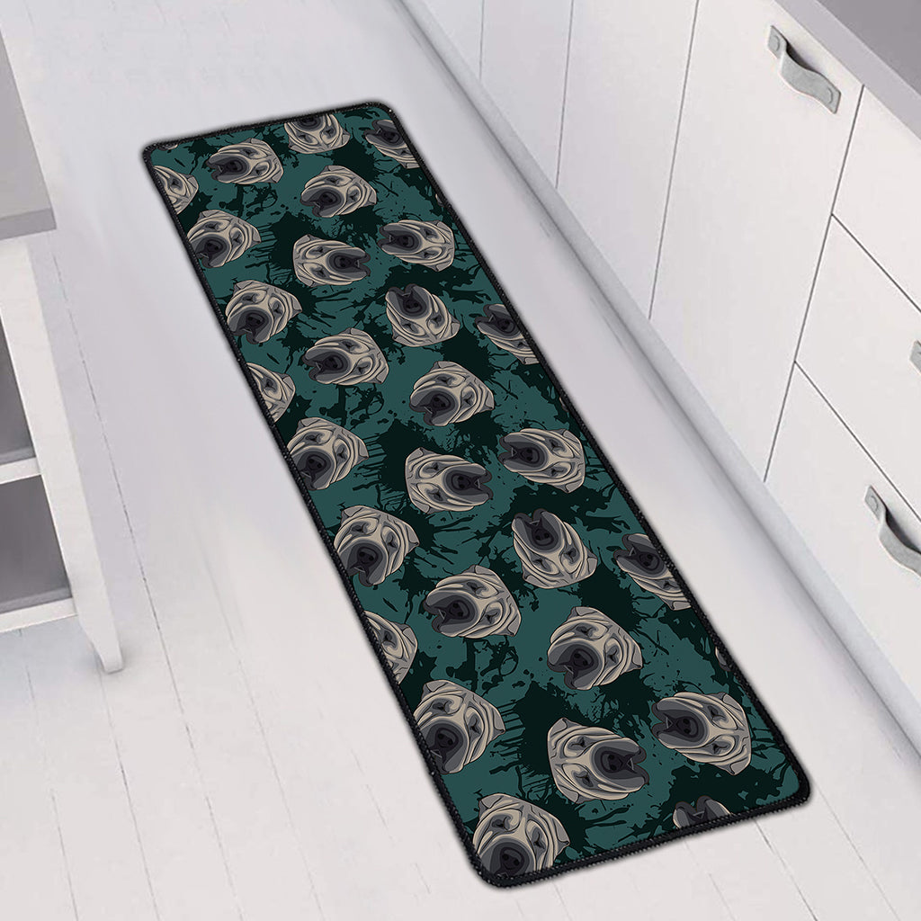Shar Pei Face Pattern Print Long Kitchen Mat