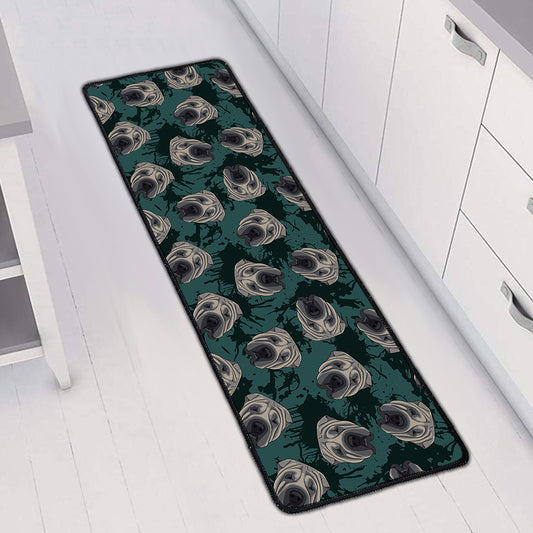 Shar Pei Face Pattern Print Long Kitchen Mat