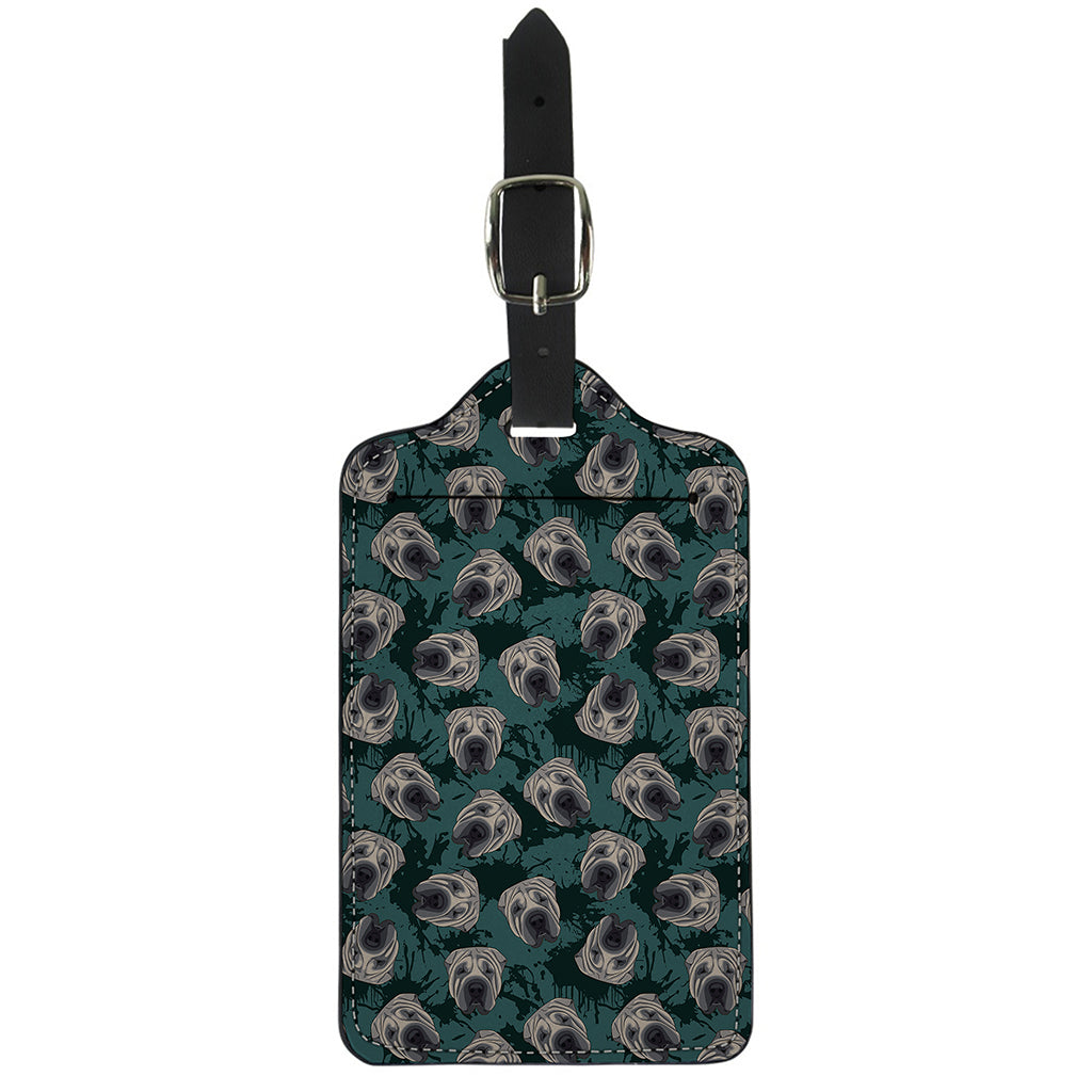 Shar Pei Face Pattern Print Luggage Tag