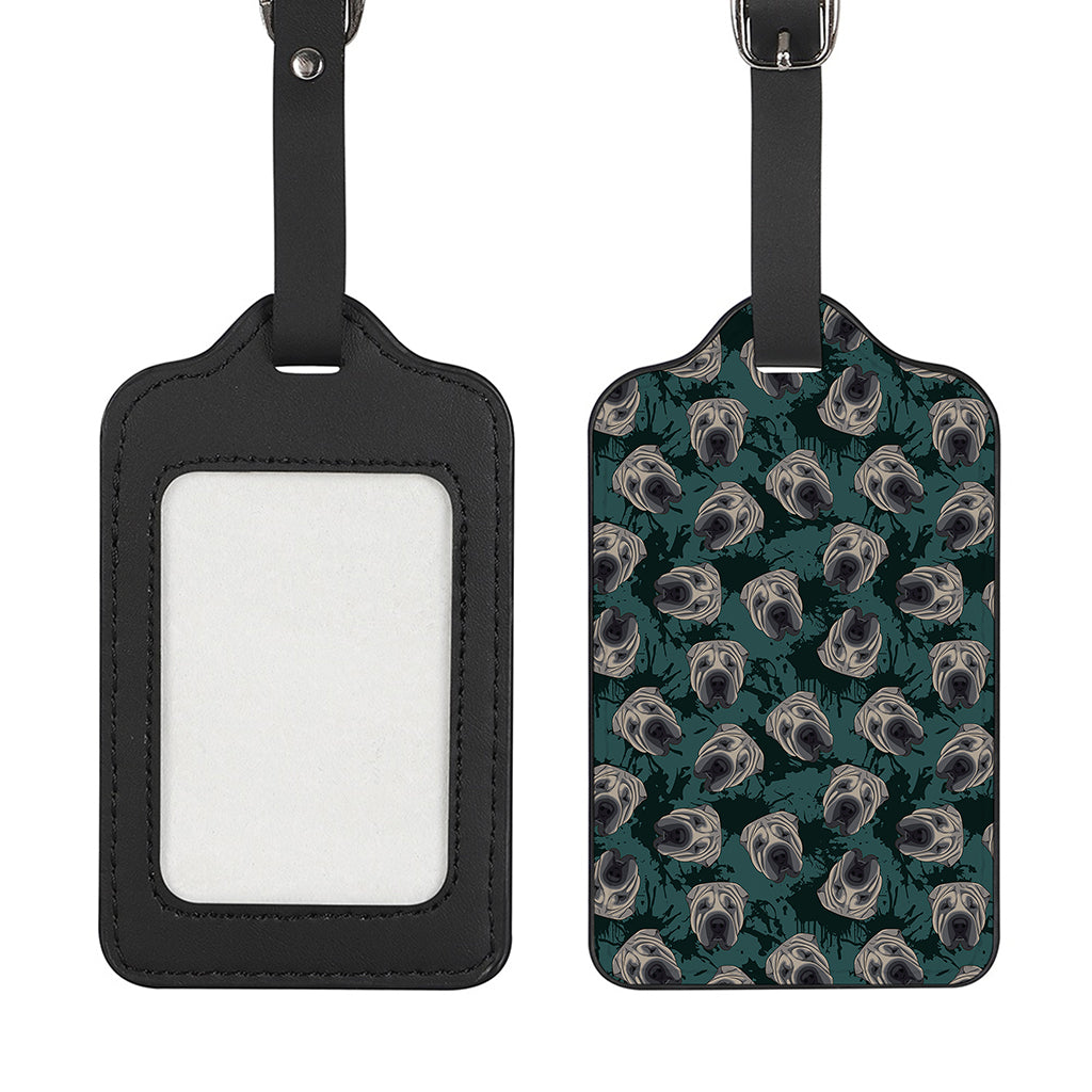 Shar Pei Face Pattern Print Luggage Tag