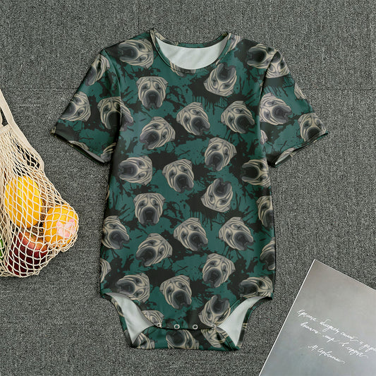Shar Pei Face Pattern Print Men's Bodysuit