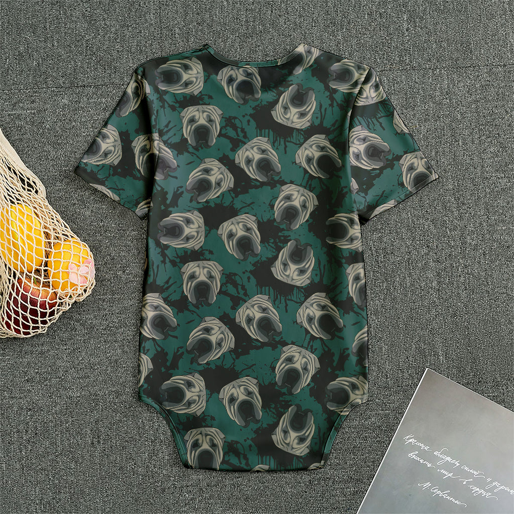 Shar Pei Face Pattern Print Men's Bodysuit