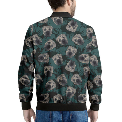 Shar Pei Face Pattern Print Men's Bomber Jacket