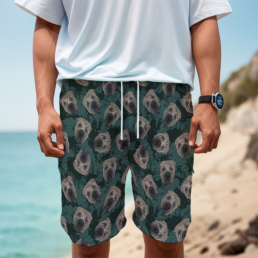 Shar Pei Face Pattern Print Men's Cargo Shorts