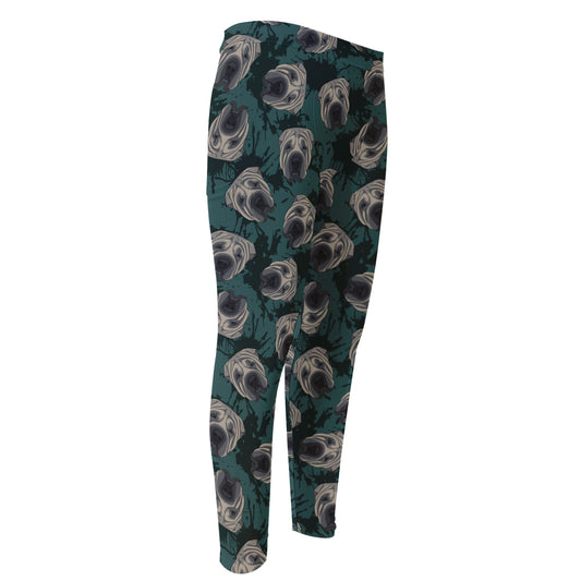 Shar Pei Face Pattern Print Men's Compression Pants
