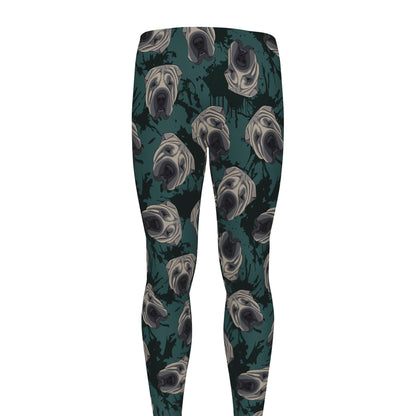 Shar Pei Face Pattern Print Men's leggings
