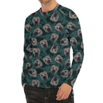Shar Pei Face Pattern Print Men's Long Sleeve Rash Guard