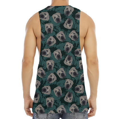 Shar Pei Face Pattern Print Men's Muscle Tank Top
