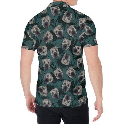 Shar Pei Face Pattern Print Men's Shirt