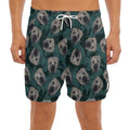 Shar Pei Face Pattern Print Men's Split Running Shorts