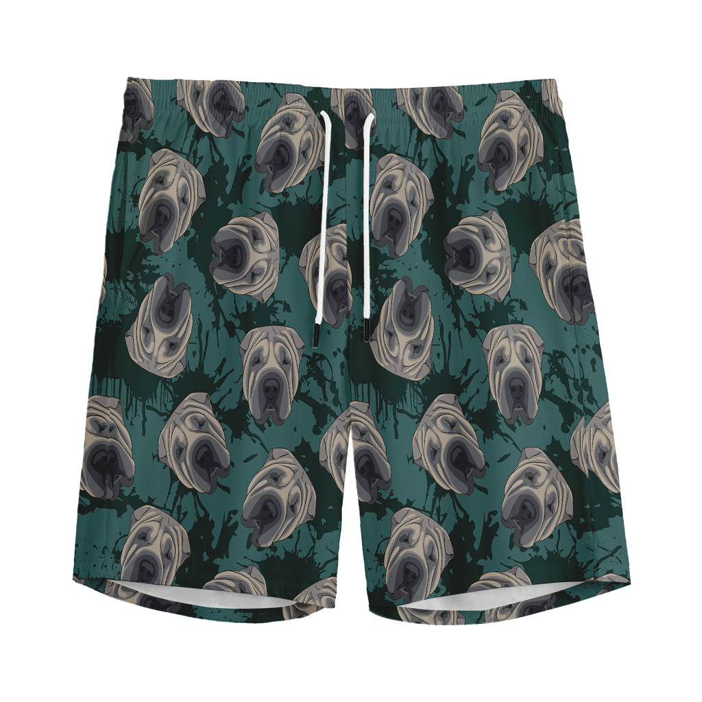 Shar Pei Face Pattern Print Men's Sports Shorts