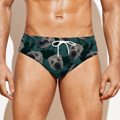Shar Pei Face Pattern Print Men's Swim Briefs