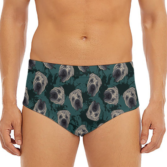 Shar Pei Face Pattern Print Men's Triangle Swim Briefs