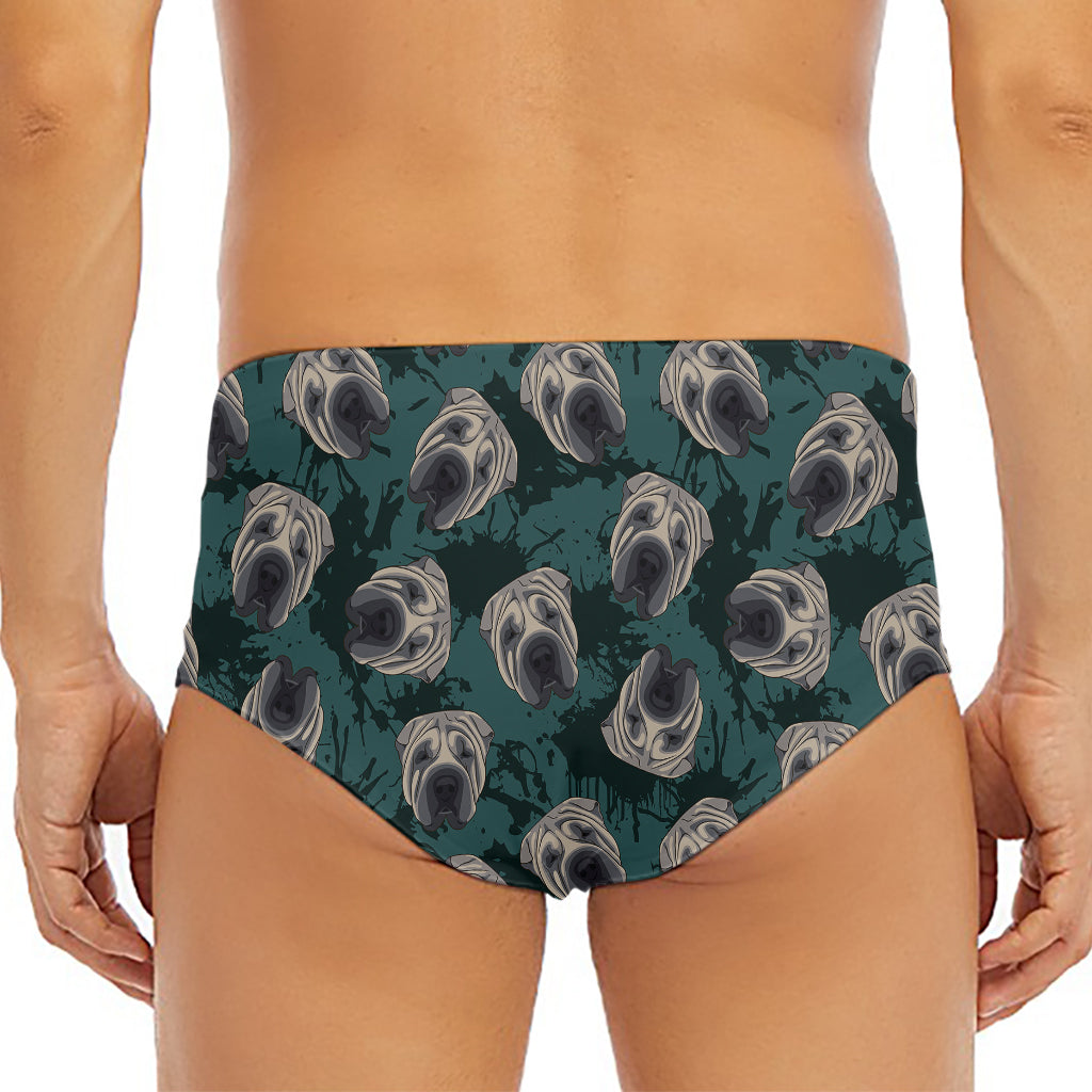 Shar Pei Face Pattern Print Men's Triangle Swim Briefs