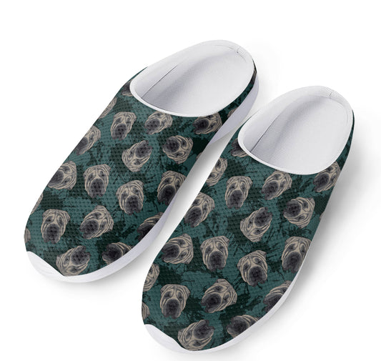 Shar Pei Face Pattern Print Mesh Casual Shoes