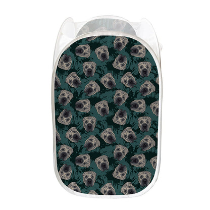 Shar Pei Face Pattern Print Mesh Laundry Hamper