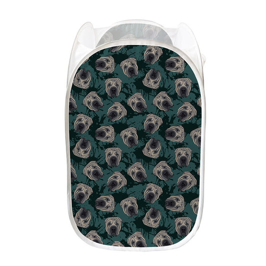 Shar Pei Face Pattern Print Mesh Laundry Hamper
