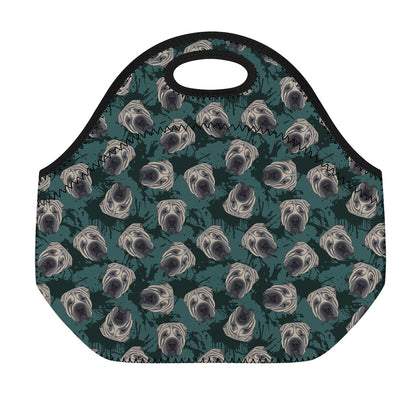 Shar Pei Face Pattern Print Neoprene Lunch Bag