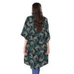 Shar Pei Face Pattern Print Open Front Beach Cover Up