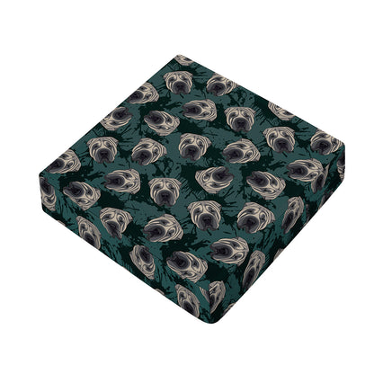 Shar Pei Face Pattern Print Outdoor Seat Cushion Cover
