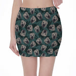 Shar Pei Face Pattern Print Pencil Mini Skirt