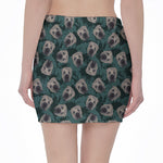 Shar Pei Face Pattern Print Pencil Mini Skirt