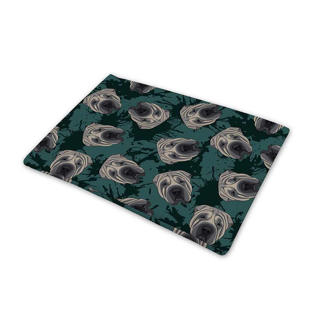 Shar Pei Face Pattern Print Pet Cooling Mat Cover