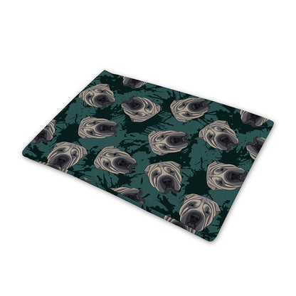 Shar Pei Face Pattern Print Pet Cooling Mat Cover