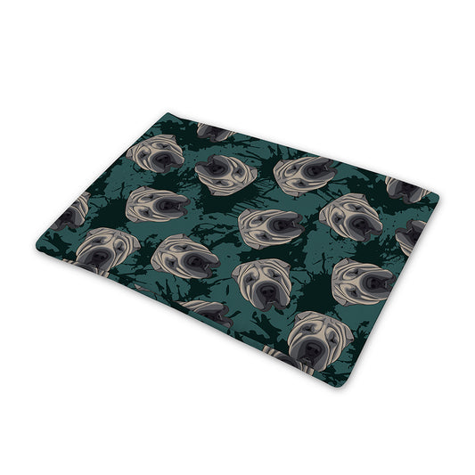 Shar Pei Face Pattern Print Pet Cooling Mat Cover
