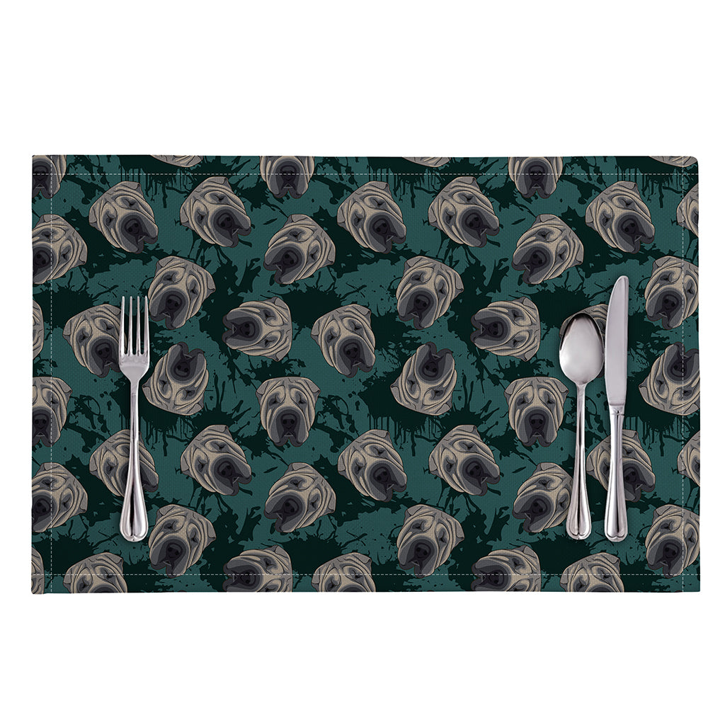 Shar Pei Face Pattern Print Placemat