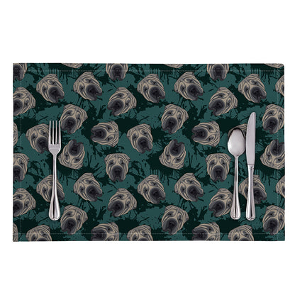 Shar Pei Face Pattern Print Placemat